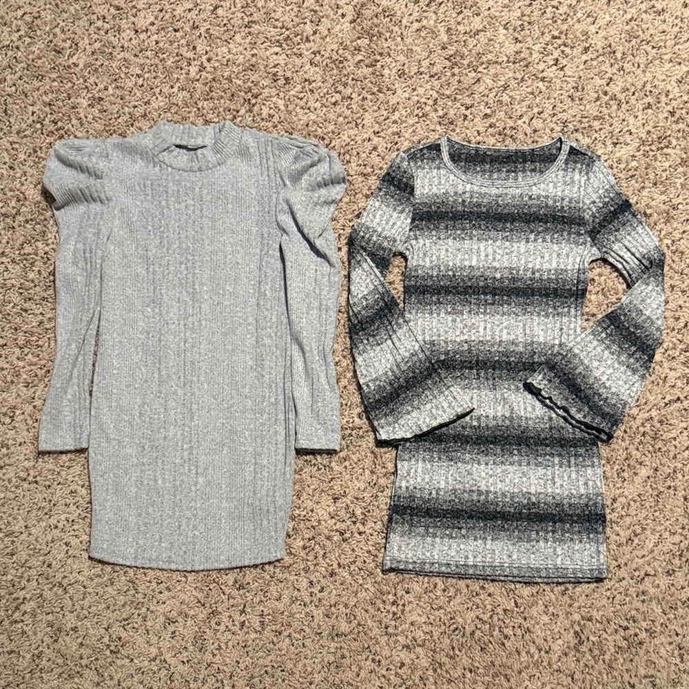 Girls size 7/8 gray sweater dresses
